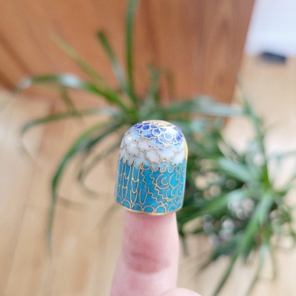 *RARE* Vintage Cloisonne Owl Bird Thimble - Picture 7 of 8